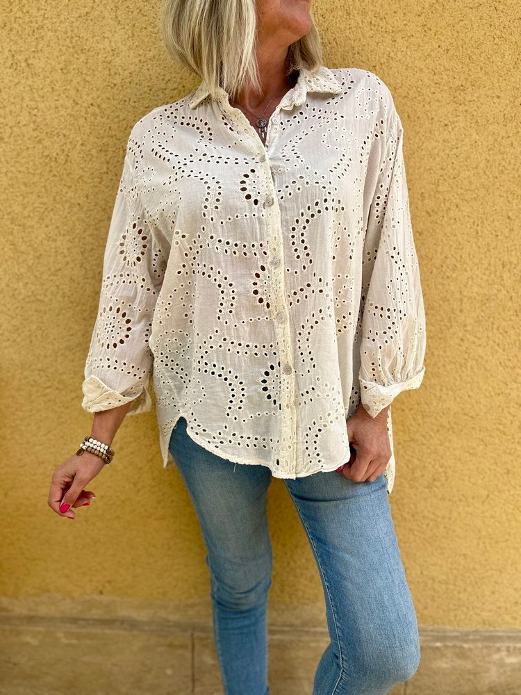 Chemise Jane Norman Crème Avec Strass - Taille 12, Occasion Très Bon état - Top ZC1115