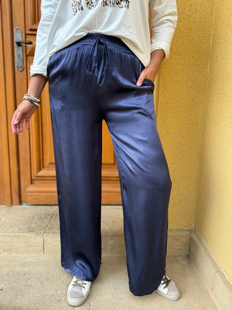 Pantalon fluide bleu best sale