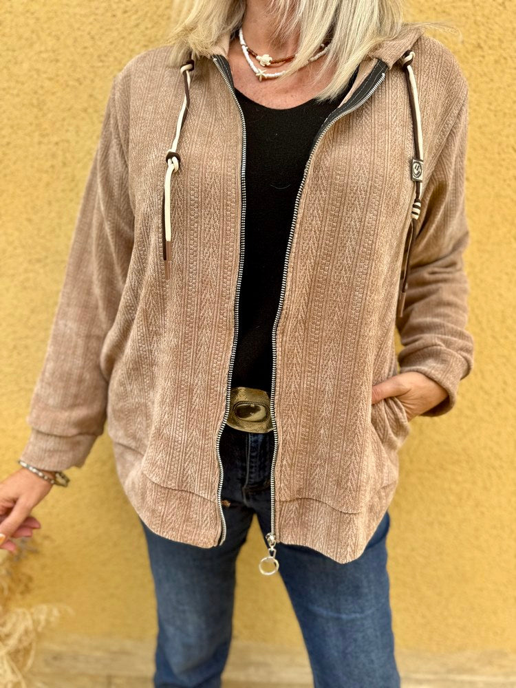 Veste à capuche Alba camel Boutique Route du Sud