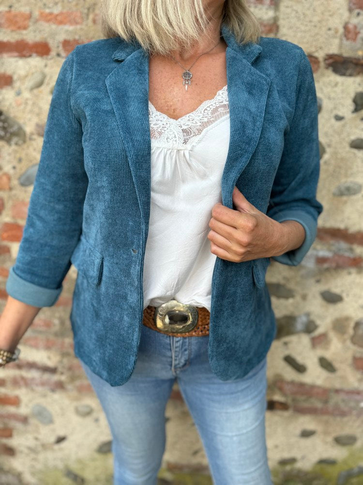 Veste Bleu Canard Veste Velours Bleue Canard - Main Image