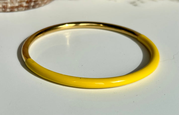 Bracelet Jonc Femme En Acier Inoxydable Doré Jaune - Bijou Rigide Ouvert - Neuf Sans Emballage