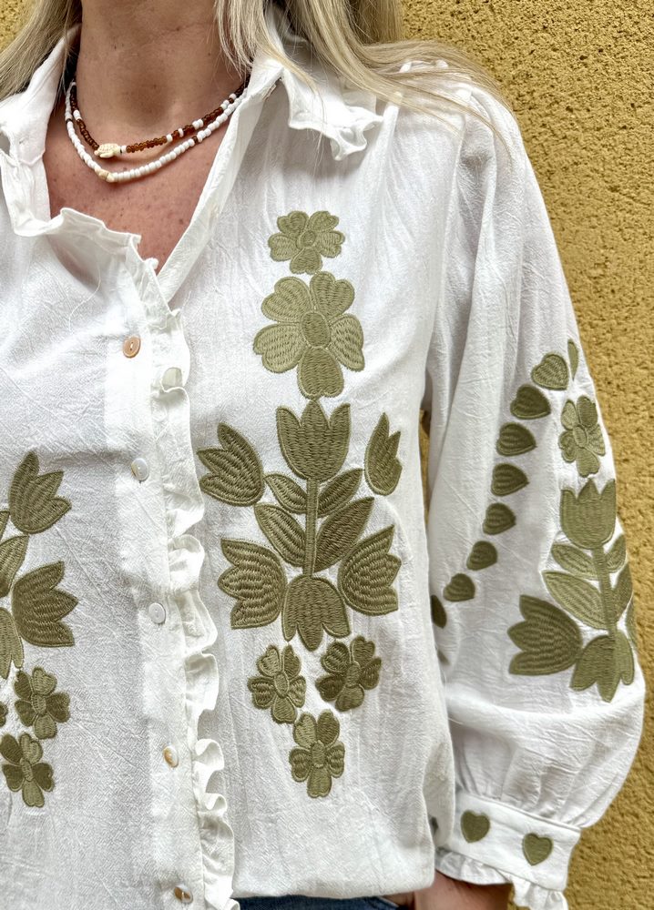 Chemise Rep Your Water Manches Longues, Verte Bruyère, Taille M, Brodée, Neuve Sans étiquettes