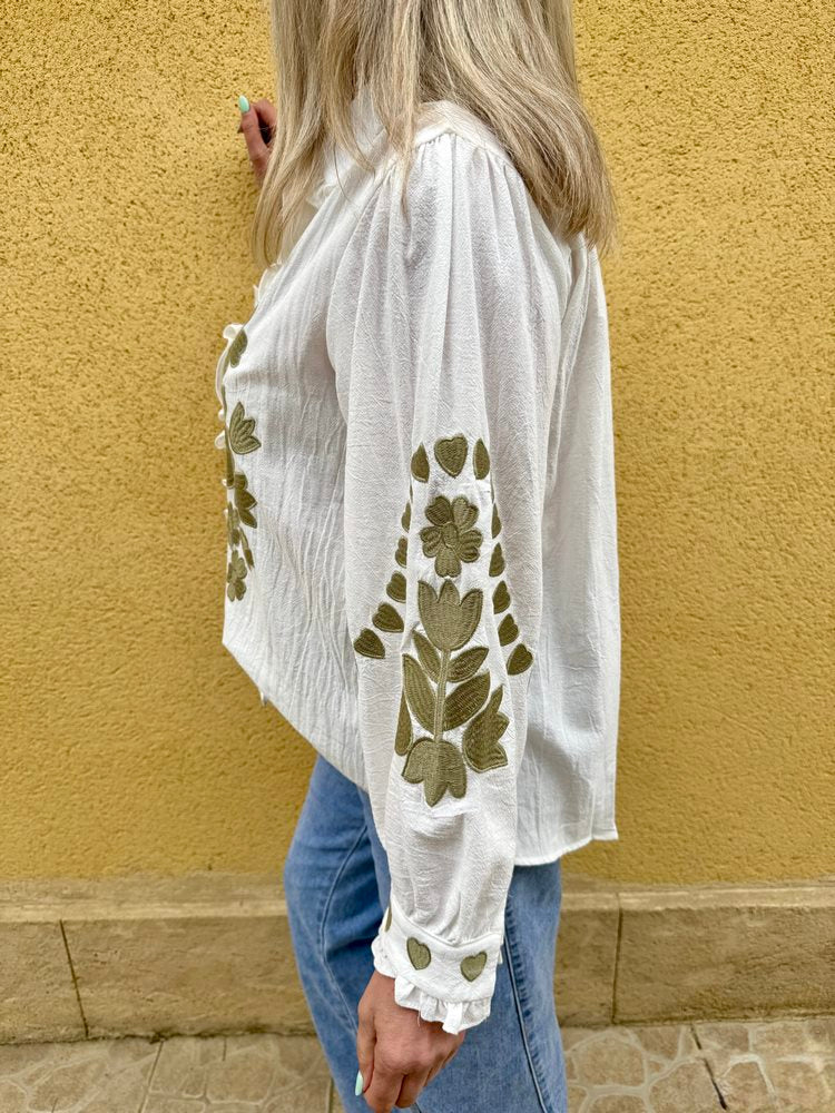 Chemise à manches courtes et motifs tropicaux - vert d'eau - Undiz