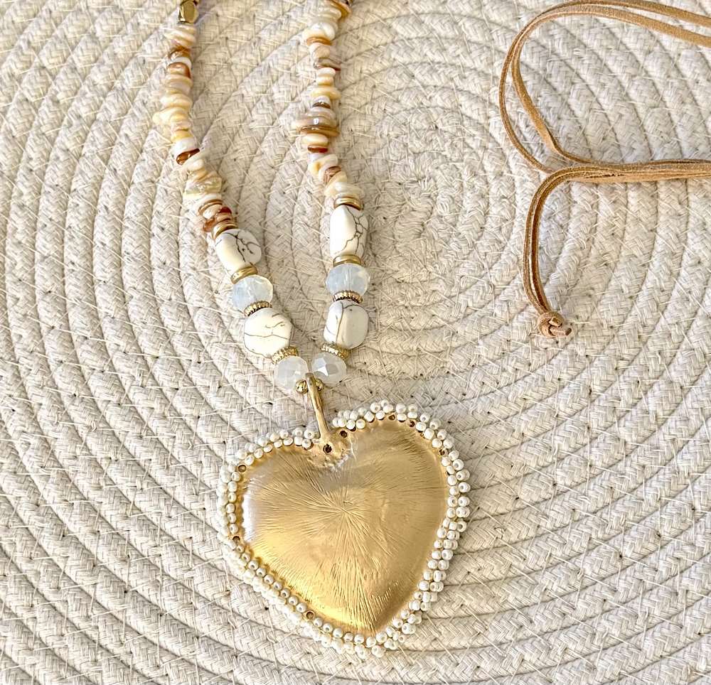 Handcess Collier Bohème à Paillettes Dorées Pour Femme, Taille Unique