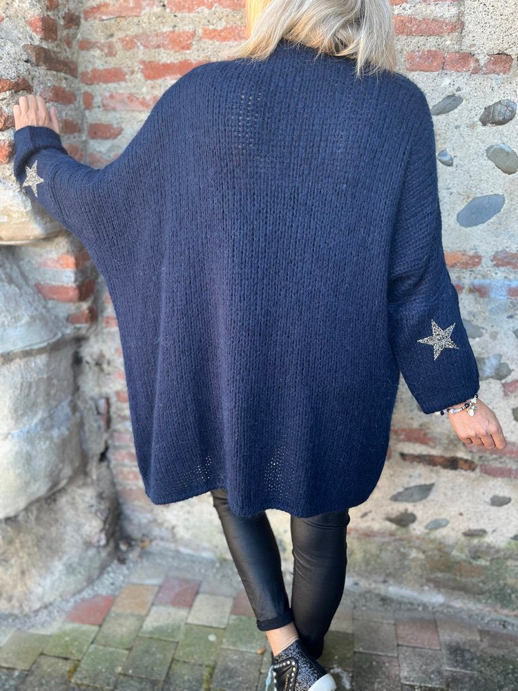 Gilet méga loose Georgio bleu marine Boutique Route du Sud