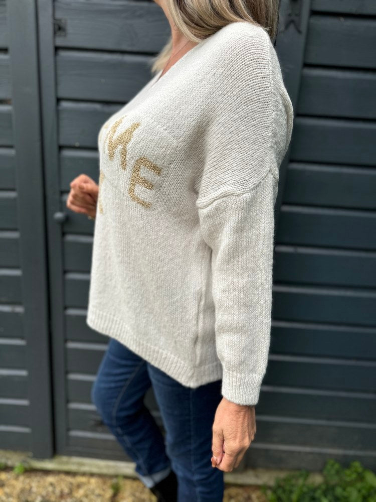 Pull loose Boheme beige Boutique Route du Sud