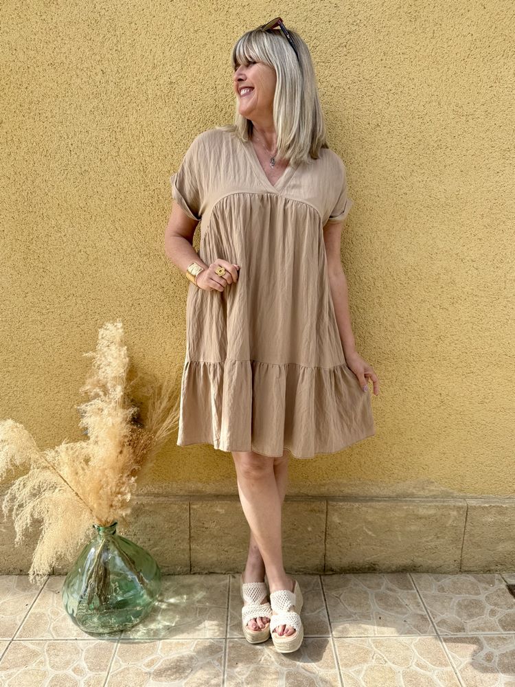 Robe Tunique Courte Bohème Emerald - Crème émeraude, Neuve Avec étiquettes, Style Décontracté Chic