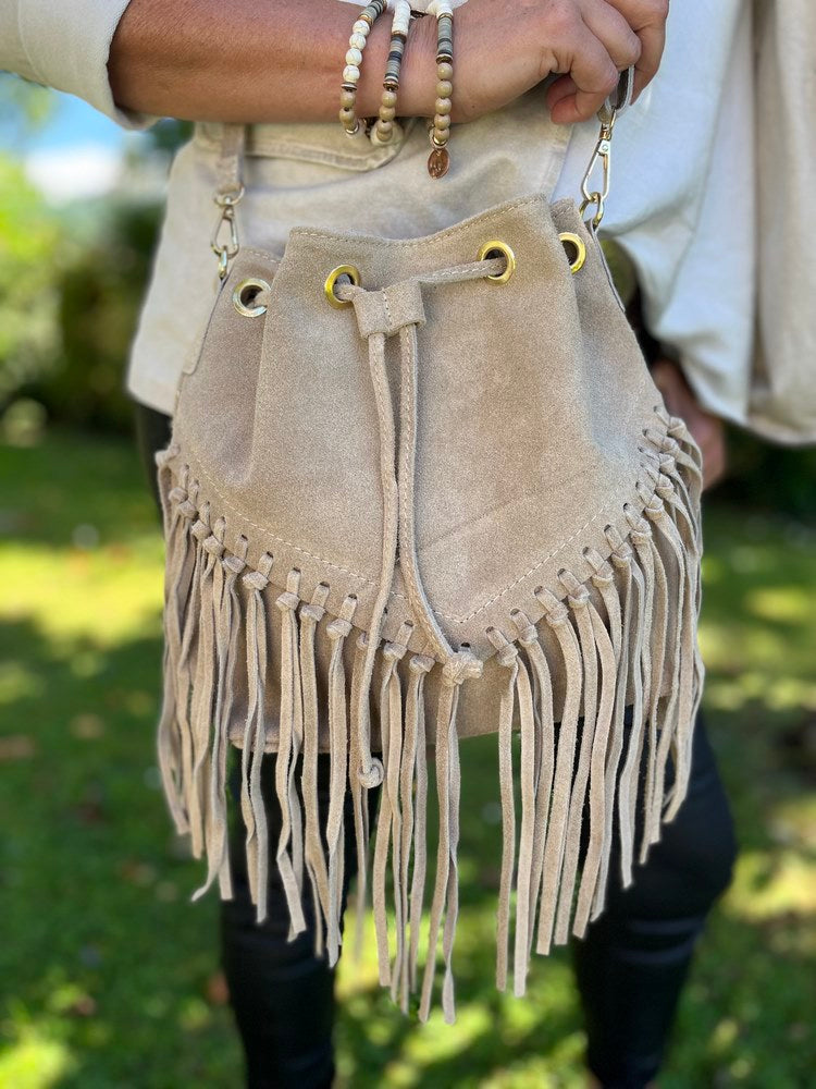 Sac en cuir Matheo beige Boutique Route du Sud