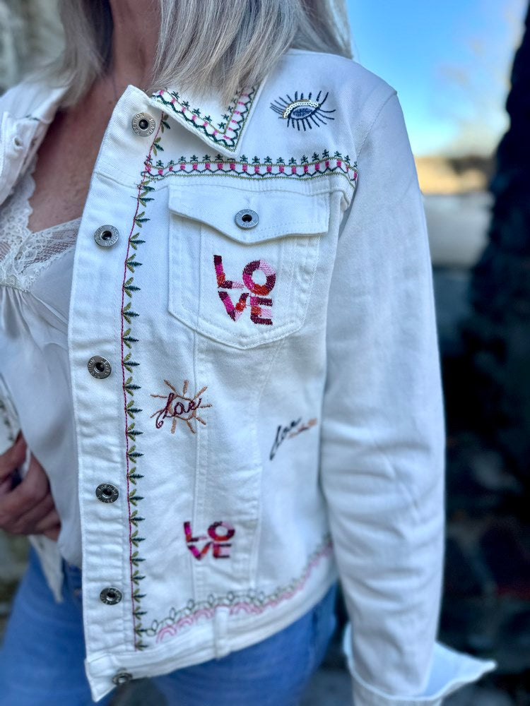 Mariée Veste En Jean Femme Avec Broderie Veste En Jean Love