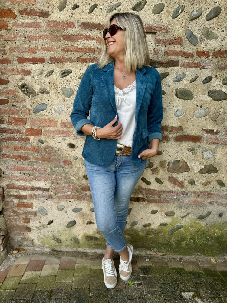 Veste Tailleur Veste Velours Femme Bleu Marine Veste Velour Bleu